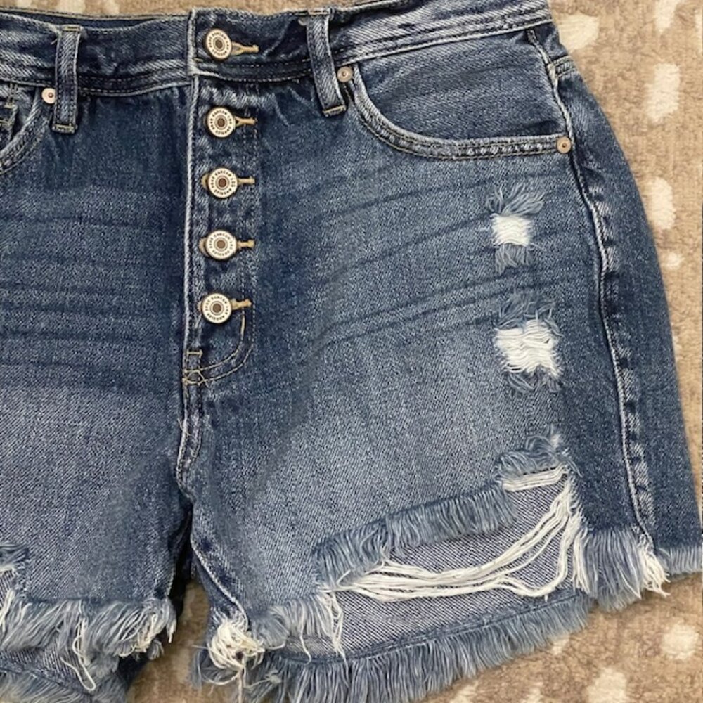 KanCan 100% Cotton High Rise Denim Jean Shorts Lorna Mom Shorts Large - Picture 3 of 7